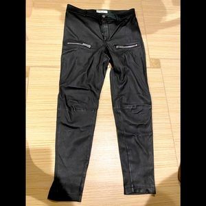 Anine Bing Large Zipper Lamb Leather Zipper Pants